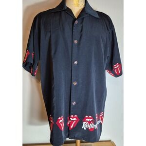 Vintage Y2K Rolling Stones Dragonfly Button-Up Shirt Medium Black 2002